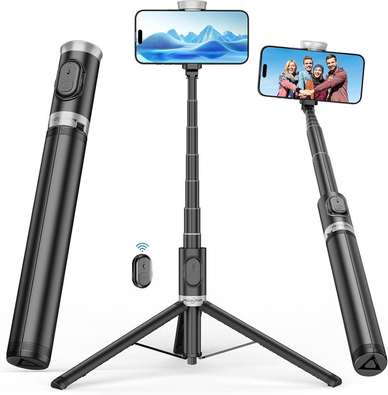 Aklima 67" Selfie Stick Tripod, All in One Phone Tripod with Wireless Remote, Extendable Compact Tripods Portable Travel Stand for iPhone Android Selfie/Video Recording/Live Stream/Vlog - Image 1